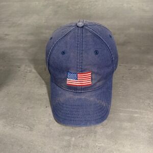 Harding Lane Baseball Cap Men Navy Needlepoint American Flag Embroidered Dad Hat
